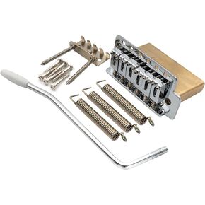 Musiclily Pro 52.5mm Modern 6-Screw Tremolo Bridge 40mm Solid Brass Block for Fender Squier Strat Stratocaster Style Electric Guitar, Chrome