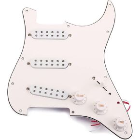 Alnicov Guitar 3 ply SSS Loaded Prewired Pickguard Scratchplate Backplate Pickups Set Compatible with Strat Electric Guitar Parts