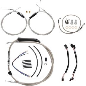 MoKitDora Sportster Handlebar Extended Cable Kit Brake Line Clutch Cable Throttle Cables CAN-Bus Turn Signal Wiring Harness for 2014-up Harley Sportster XL without ABS 12" Handlebar, Chrome