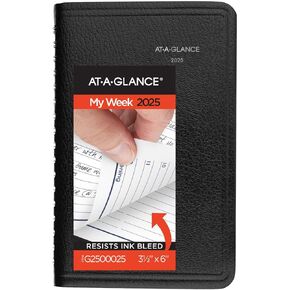 مخطط AT-A-GLANCE 2025، أسبوعي، 3-1/2 بوصة × 6 بوصة، حجم الجيب، جدولة مفتوحة، DayMinder، أسود (SK480025)
