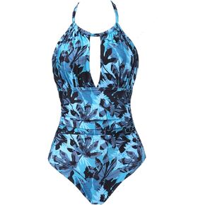 Joyaria Womens Front Ruched One Piece Swimsuit Tummy Control Slimming Bathing Suit