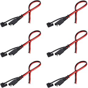 SAE Connector DC Power Extension Cable 16 AWG Automotive Battery Quick Disconnect Pigtail Wire Harness with Dust Cap (6 Pcs 1.2 Foot)