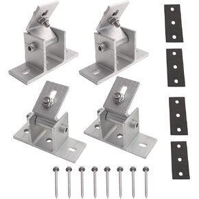 4 Pack Adjustable Solar Panel Tilt Mount Bracket Base, Tilt Angle 10°-60° Flat Roof Mount Holder, RV Solar Panel Mounts Clamp, Solar Panel Roof Panel Stand