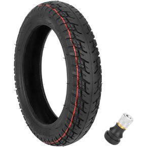 10" 10 x 2.125 10-inch Rubber Off-road Tubeless Tire + Straight nozzle Explosion-proof Tyre Replace for Segway Ninebot F Series (F20 F25 F30 F40) D28U Electric Kick Scooter Wheel Parts