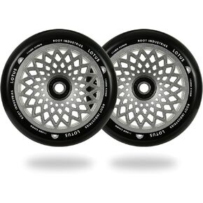 ROOT INDUSTRIES عجلات سكوتر Lotus Stunt Trick مقاس 110 مم (زوج) - مجوفة واسعة وسريعة - إطارات سكوتر الدفع - Pro 110 مم Freestyle Urethane - تناسب معظم الإعدادات - 30 مم × 110 مم - محامل (أسود)