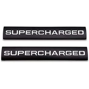 GAPPORE 2pcs Metal Supercharged Emblem Car Logo Premium Auto Badge Rear Trunk Sticker Side Fender Decal (Black&Red)