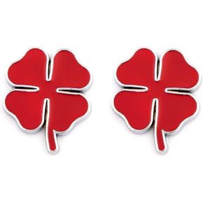 2Pc 3D Four Leaf Clover/Lucky Clover Chrom Metal Car Styling Emblem Sticker Auto 3D Decals Motorcycle Stickers (Green with Black Outline)