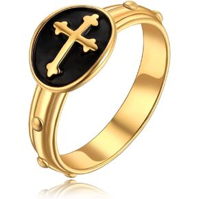 French Rosary Cross Ring for Women Praying Jewelry Silver/Gold Band Ring Catholics Gift