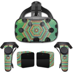 MightySkins Skin Compatible with HTC Vive Full Coverage - Green Hexagon | Protective, Durable, and Unique Vinyl Decal wrap Cover | Easy to Apply, Remove, and Change Styles | Made in The USA