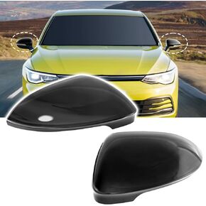 Door Side Rearview Mirror Covers Caps with With Blind Spot Assist,Exterior Mirror Covers,Side Mirror Caps compatible with VW Golf 8 MK8 R GTI 2020-2023,Glossy Black,2PCS