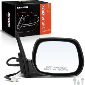A-Premium Passenger Side Power Door Mirror - Compatible with Toyota Rav4 2001 2002 2003 2004 2005 - Heated Manual Folding Black Outside Rear View Mirror - Replace# 87940-42800