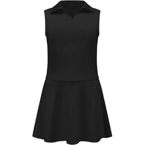 Girls Tennis Golf Dress Outfit Sleeveless Polo V Neck Tank Top and Skorts Sets Sport Skirt with Pockets