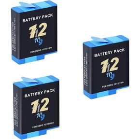 2000mAh 3 Pack Battery for GoPro Hero 12 Black Hero 11 Black Hero 10 Black Hero 9 Black with Storage Box