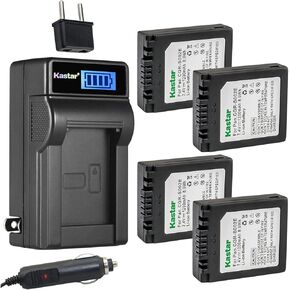 Kastar 4-Pack CGA-S002 Battery and LCD AC Charger Compatible with Panasonic Lumix DMC-FP3AB, Lumix DMC-FZ1, Lumix DMC-FZ1A, Lumix DMC-FZ1A-K, Lumix DMC-FZ1A-S, Lumix DMC-FZ1B, Lumix DMC-FZ1PP