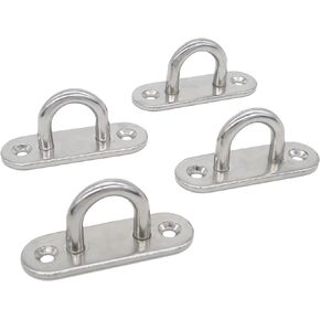 Stainless Steel Ceiling Hooks Wall Hooks, M6 Screw Mount Hook Hangers, Pad Eye Straps Tie Down Anchor Point Rigging, Pack of 4