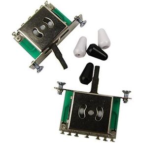 Musiclily Imported Style Metric 5 Way Guitar Toggle Switch Pickup Selector for Fender Tele Telecaster Replacement, Black and White Tips(Pack of 2)