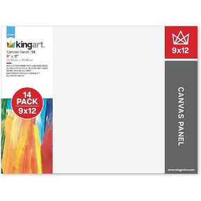 KINGART Painting-Canvas-Panels, 9X12 Inch Canvas Board Super Value 14 Pack Canvases,100% Cotton,Primed Canvas Panel,Acid Free,Artist Canvas Boards for Professionals,Hobby Painters,Students & Kids