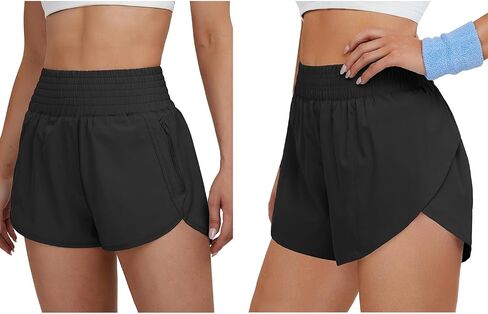 BMJL Women's High Waisted Athletic Shorts Workout Shorts Running Shorts with Pocket（L,Black） in Saudi Arabia