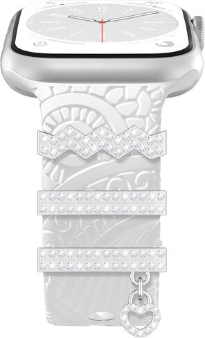 Suoman for Apple Watch Series 6/5/4 SE 40mm Screen Protector Case,Watch Decorate + Diamonds Edging Screen Protector Cover for iWatch Series 6/5/4 SE 40mm - White in Saudi Arabia
