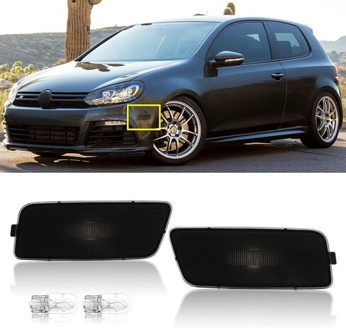 مصابيح العلامات الجانبية للمصد الأمامي متوافقة مع 2010-2014 لـ MK6 GTI 2.0T/ للجولف MK6 (غير مناسبة لجيتا) عدسة مدخنة ضوء علامة جانبية صفراء، استبدل مصابيح العلامات الجانبية OE in Kuwait