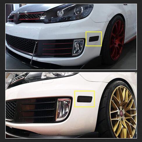 مصابيح العلامات الجانبية للمصد الأمامي متوافقة مع 2010-2014 لـ MK6 GTI 2.0T/ للجولف MK6 (غير مناسبة لجيتا) عدسة مدخنة ضوء علامة جانبية صفراء، استبدل مصابيح العلامات الجانبية OE in Kuwait