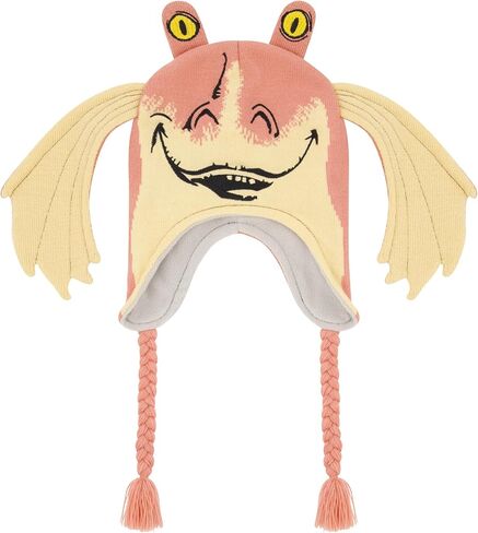 Star Wars Jar Jar Binks Beanie Hat, Peruvian Winter Knit Cap with 3D Gungan Ears and Tassels, Multi, One Size in Saudi Arabia