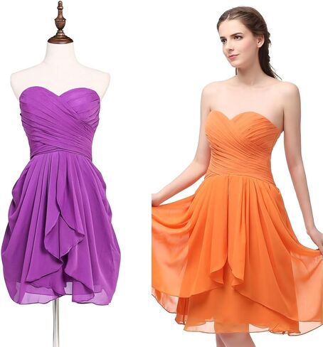 Women's Short/Long Prom Cocktail Dresses Chiffon Modest Evening Gowns Pleated Party Bridesmaid Dress in Kuwait