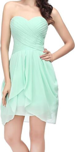 Women's Short/Long Prom Cocktail Dresses Chiffon Modest Evening Gowns Pleated Party Bridesmaid Dress in Kuwait