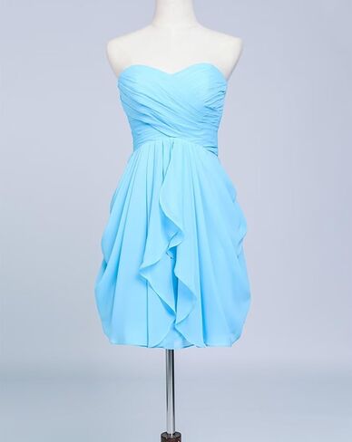 Women's Short/Long Prom Cocktail Dresses Chiffon Modest Evening Gowns Pleated Party Bridesmaid Dress in Kuwait