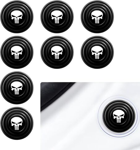8 PCS Car Door Shock Absorbing Pad, 1.1" Teeth Skull Design Self-Adhesive Thickened Hood Trunk Cushioning Silicone Pad, Protect Replacement Accessories, Suitable for Most Cars (Black) in Saudi Arabia