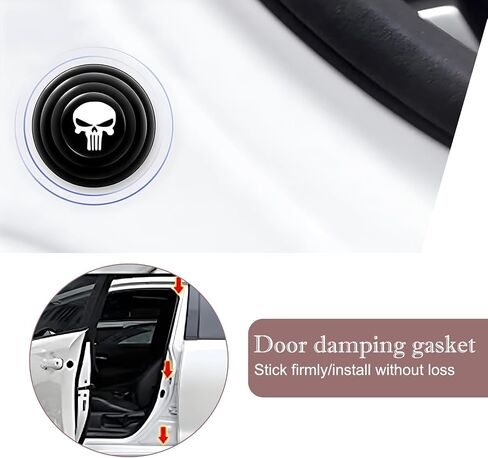 8 PCS Car Door Shock Absorbing Pad, 1.1" Teeth Skull Design Self-Adhesive Thickened Hood Trunk Cushioning Silicone Pad, Protect Replacement Accessories, Suitable for Most Cars (Black) in Saudi Arabia