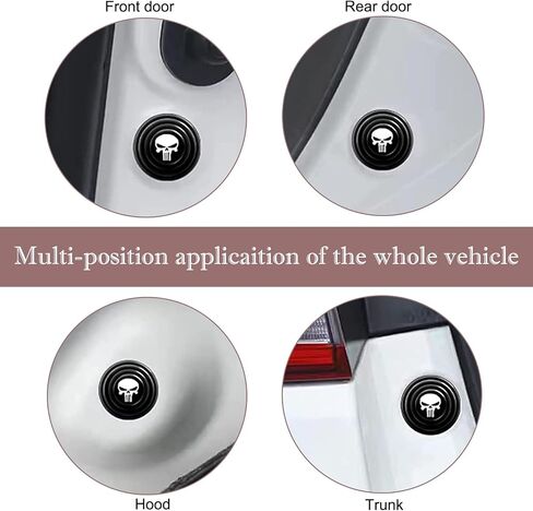 8 PCS Car Door Shock Absorbing Pad, 1.1" Teeth Skull Design Self-Adhesive Thickened Hood Trunk Cushioning Silicone Pad, Protect Replacement Accessories, Suitable for Most Cars (Black) in Saudi Arabia