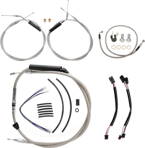 MoKitDora Sportster Handlebar Extended Cable Kit Brake Line Clutch Cable Throttle Cables CAN-Bus Turn Signal Wiring Harness for 2014-up Harley Sportster XL without ABS 12" Handlebar, Chrome in Saudi Arabia
