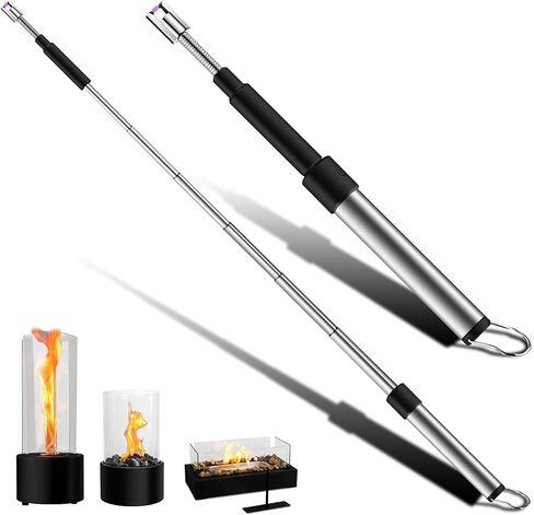 Candle Lighter Electric Lighter, USB Arc Lighter 360° Flexible Neck Rechargeable Lighters with LED Display, Telescopic Pole Long Lighters for Tabletop Fire Pit Camping BBQ S'mores in Saudi Arabia