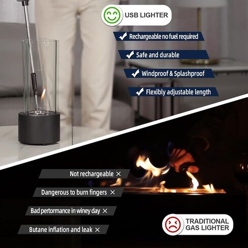 Candle Lighter Electric Lighter, USB Arc Lighter 360° Flexible Neck Rechargeable Lighters with LED Display, Telescopic Pole Long Lighters for Tabletop Fire Pit Camping BBQ S'mores in Saudi Arabia