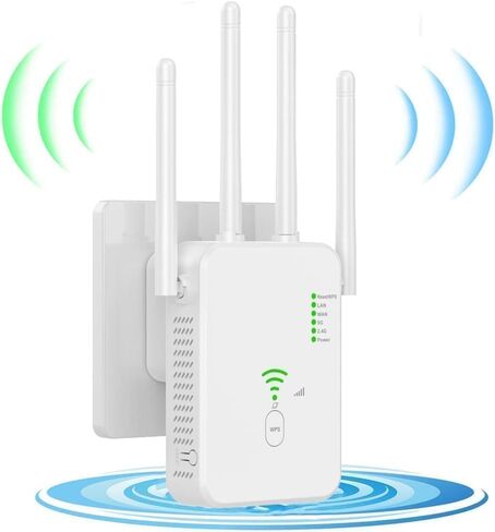 WiFi Extender Signal Booster, WiFi Booster Dual Band 5GHz/2.4GHz Up to 2000sq.ft and 30 Devices, Wireless Internet Repeater for Home Long Range WiFi Extender Amplifier with Ethernet Port Quick Setup in Saudi Arabia