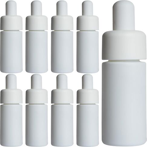 عدد 12 زجاجات صبغة زجاجية بيضاء غير لامعة فارغة بحجم 5 أونصة مع قطارة - زجاجة زجاجية سعة 15 مل مع قطارة - زجاجات صغيرة ممتازة للسوائل مثالية كقطرات للزيوت وكزجاجة قطارة للعين in Kuwait