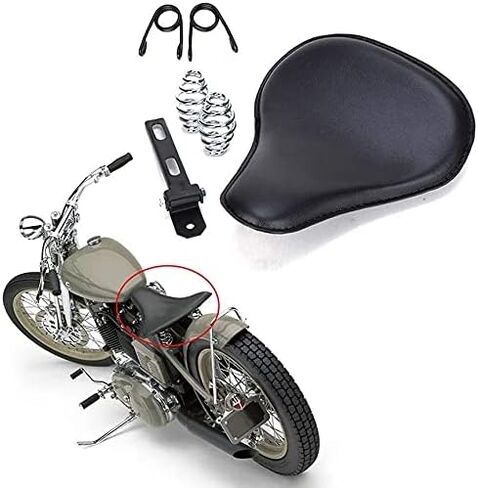 Motorcycle Leather Cushion Spring Solo Seat for Harley Davidson Sportster XL 1200 883 48 Chopper Bobber Seats Yamaha Honda Kawasaki-Black in Saudi Arabia