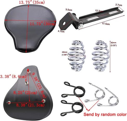 Motorcycle Leather Cushion Spring Solo Seat for Harley Davidson Sportster XL 1200 883 48 Chopper Bobber Seats Yamaha Honda Kawasaki-Black in Saudi Arabia