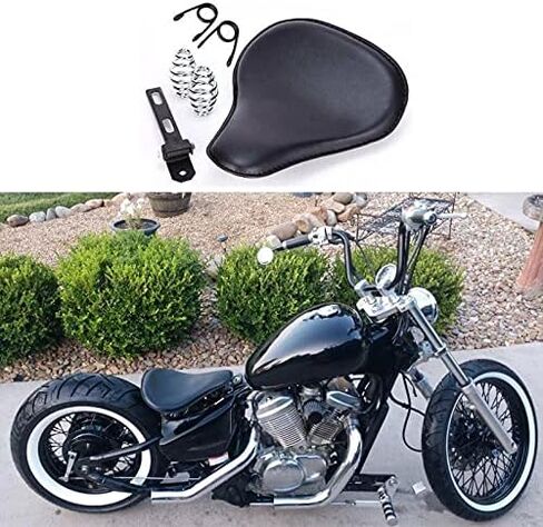 Motorcycle Leather Cushion Spring Solo Seat for Harley Davidson Sportster XL 1200 883 48 Chopper Bobber Seats Yamaha Honda Kawasaki-Black in Saudi Arabia