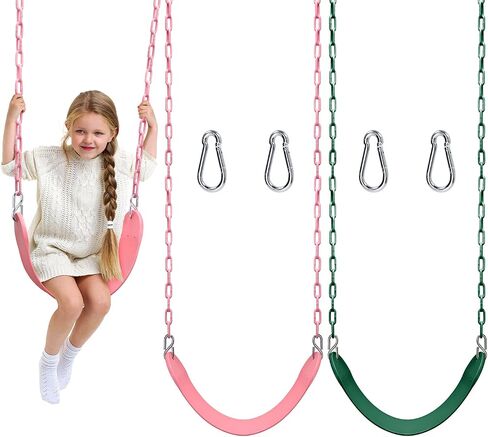Swing Set - 2 Pack Swing Sets for Backyard - Swingset Outdoor for Kids - Replacement Swings for Outdoor Swing Set - Swings for Swingsets for Outside - Playground Swing-Kids Swing Seat (Pink+Green) in Saudi Arabia