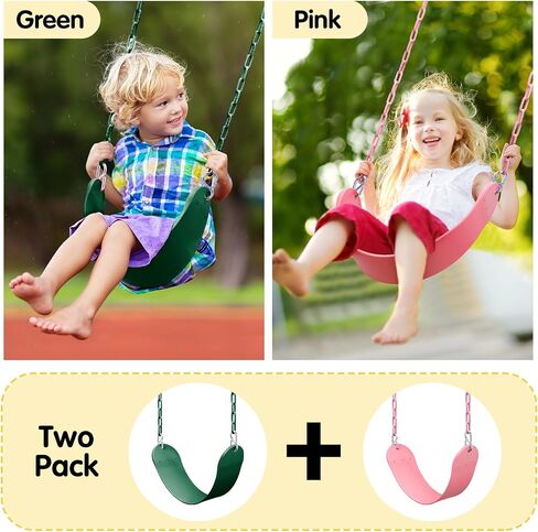 Swing Set - 2 Pack Swing Sets for Backyard - Swingset Outdoor for Kids - Replacement Swings for Outdoor Swing Set - Swings for Swingsets for Outside - Playground Swing-Kids Swing Seat (Pink+Green) in Saudi Arabia