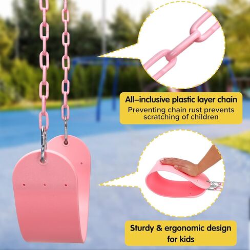 Swing Set - 2 Pack Swing Sets for Backyard - Swingset Outdoor for Kids - Replacement Swings for Outdoor Swing Set - Swings for Swingsets for Outside - Playground Swing-Kids Swing Seat (Pink+Green) in Saudi Arabia