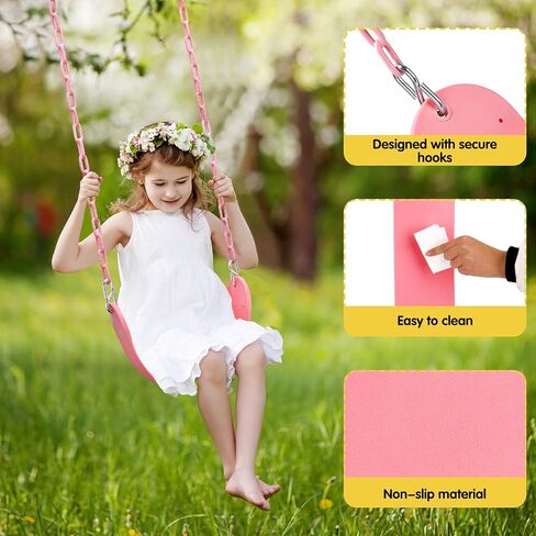 Swing Set - 2 Pack Swing Sets for Backyard - Swingset Outdoor for Kids - Replacement Swings for Outdoor Swing Set - Swings for Swingsets for Outside - Playground Swing-Kids Swing Seat (Pink+Green) in Saudi Arabia