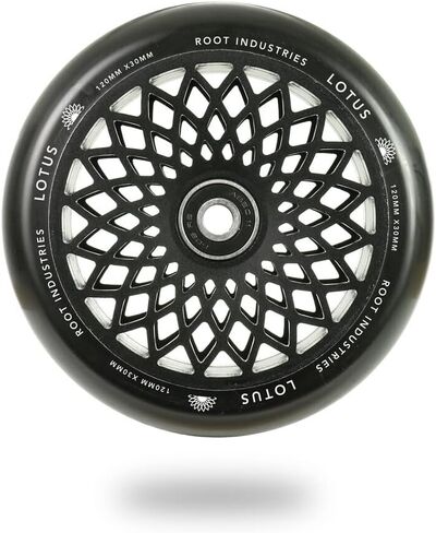 ROOT INDUSTRIES عجلات سكوتر Lotus Stunt Trick مقاس 110 مم (زوج) - مجوفة واسعة وسريعة - إطارات سكوتر الدفع - Pro 110 مم Freestyle Urethane - تناسب معظم الإعدادات - 30 مم × 110 مم - محامل (أسود) in Kuwait