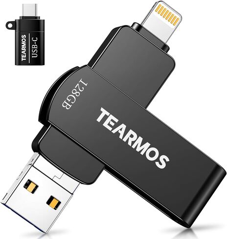 Flash Drives 128GB Intended for iPhone, Memory Stick Storage for Photos and Videos, iOS External Memory Storage Flash Drive Compatible with iPhone iPad Android and Computers (Dark Gray) in Saudi Arabia