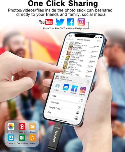 Flash Drives 128GB Intended for iPhone, Memory Stick Storage for Photos and Videos, iOS External Memory Storage Flash Drive Compatible with iPhone iPad Android and Computers (Dark Gray) in Saudi Arabia