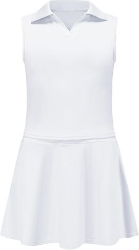 Girls Tennis Golf Dress Outfit Sleeveless Polo V Neck Tank Top and Skorts Sets Sport Skirt with Pockets in Saudi Arabia