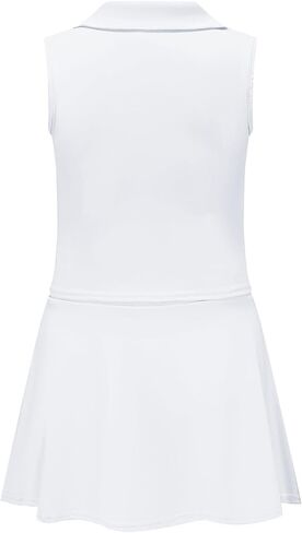 Girls Tennis Golf Dress Outfit Sleeveless Polo V Neck Tank Top and Skorts Sets Sport Skirt with Pockets in Saudi Arabia