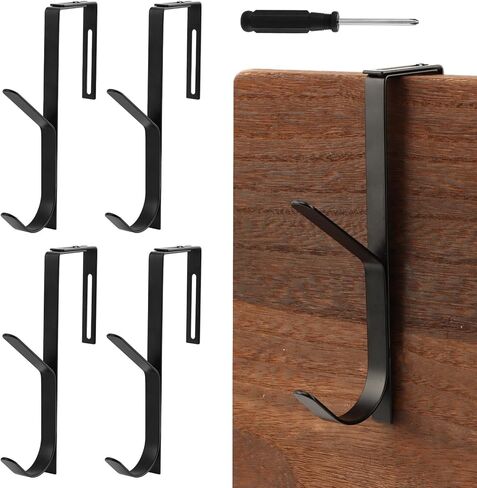 4 Pcs Over The Door Hook,Cubicle Hooks for Hanging,Cubicle Hooks for Wall Panel,Heavy Duty Metal Hook for Bathroom, Towels, Clothes, Bags in Saudi Arabia